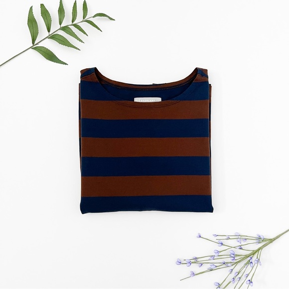 Everlane The Modern Breton Tee Multiple Color Carob and Navy Size XL - Picture 8 of 8